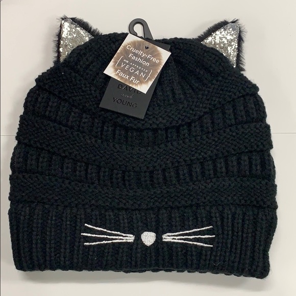 David & Young Accessories - David & Young Cat Ears Beanie Black